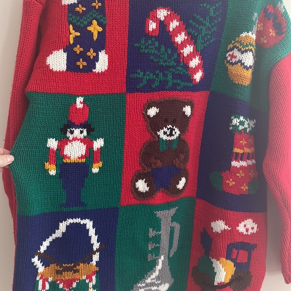Vintage Karen Scott Knit Christmas Holiday Sweater Kitchy Granny Festive - Picture 2 of 7